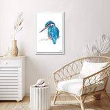 Kingfisher by Laurie Duncan Large Blue Framed Canvas Wall Art