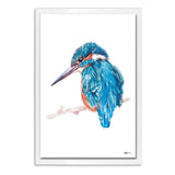 Kingfisher by Laurie Duncan Large Blue Framed Canvas Wall Art